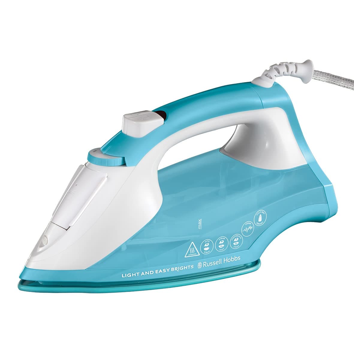 Light and Easy Brights Steam Iron - Colourful Design with 2x More Durable Soleplate, 115 Gram Steam Shot, and 35 Gram Continuous Steam - 26482 (Aqua)