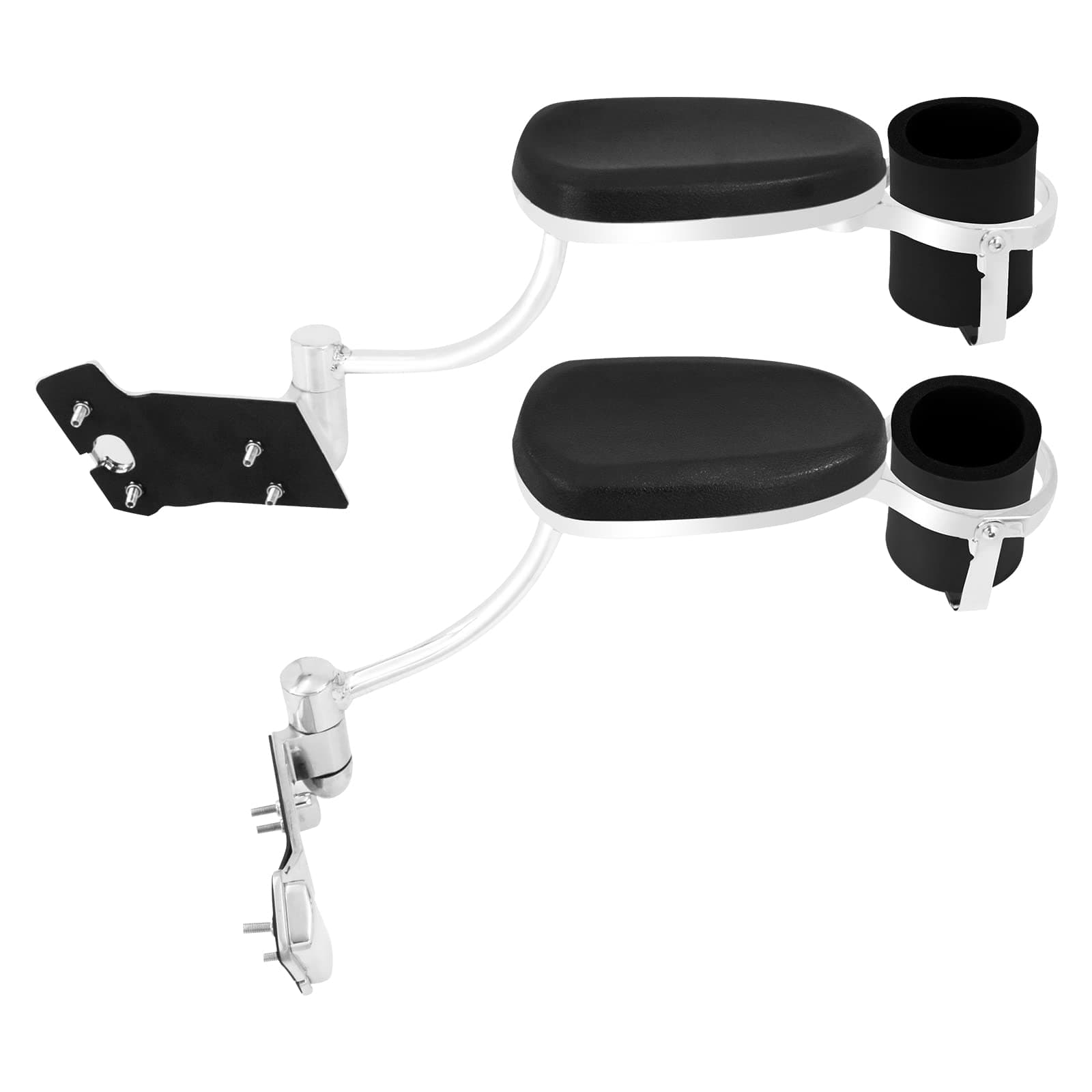 Chrome Passenger Armrests with Cup Holder Adjustable Fit for Goldwing GL1800 1800P 1800HP 2001–2017 Motorcycle Rear Seat Accessories