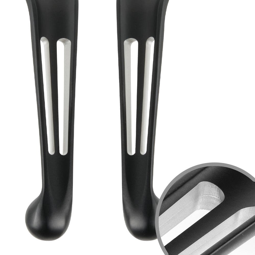KiWAV Slotted cut 10202 2-color Ergonomic hand control levers black for Harley Davidson