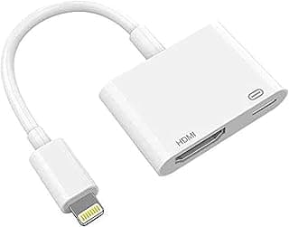 Lighting to HDMI Adapter, 1080P Sync Screen Digital AV Connector Compatible with iPhone 11/11 Pro/XS Max/XS/XR/X 8 7 6 5, iPad and iPod to HD TV/Monitor/Projector, HDMI Connector (White)