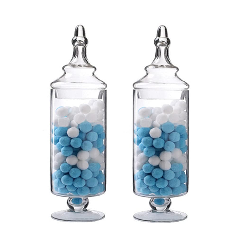 Glass Apothecary Jars Clear Elegant Decorative Buffet Jars Wedding Candy Organizer Storage Canisters Small Home Decor 2 Pcs