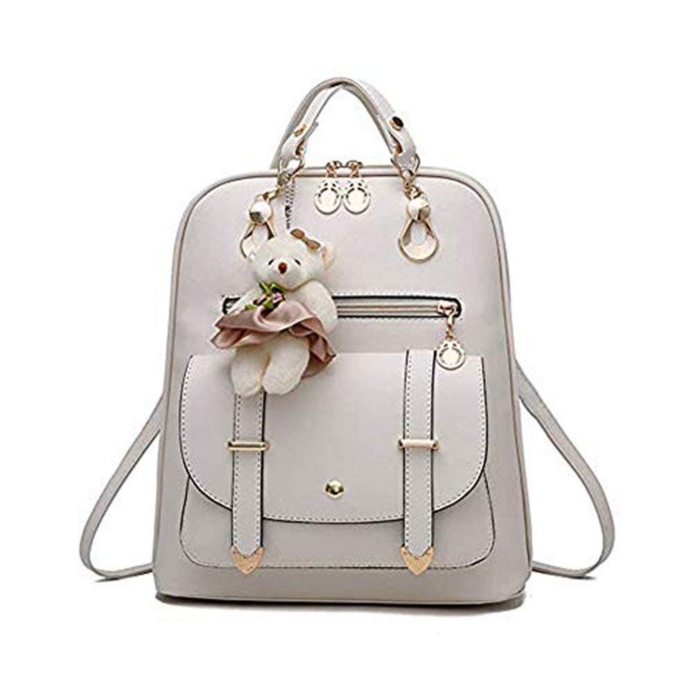 Mini Balabala Cute PU Leather Mini Backpack Casual Waterproof School Bag Travel Daypacks Small Purse for Teen Girls and Women,Beige 03,One Size