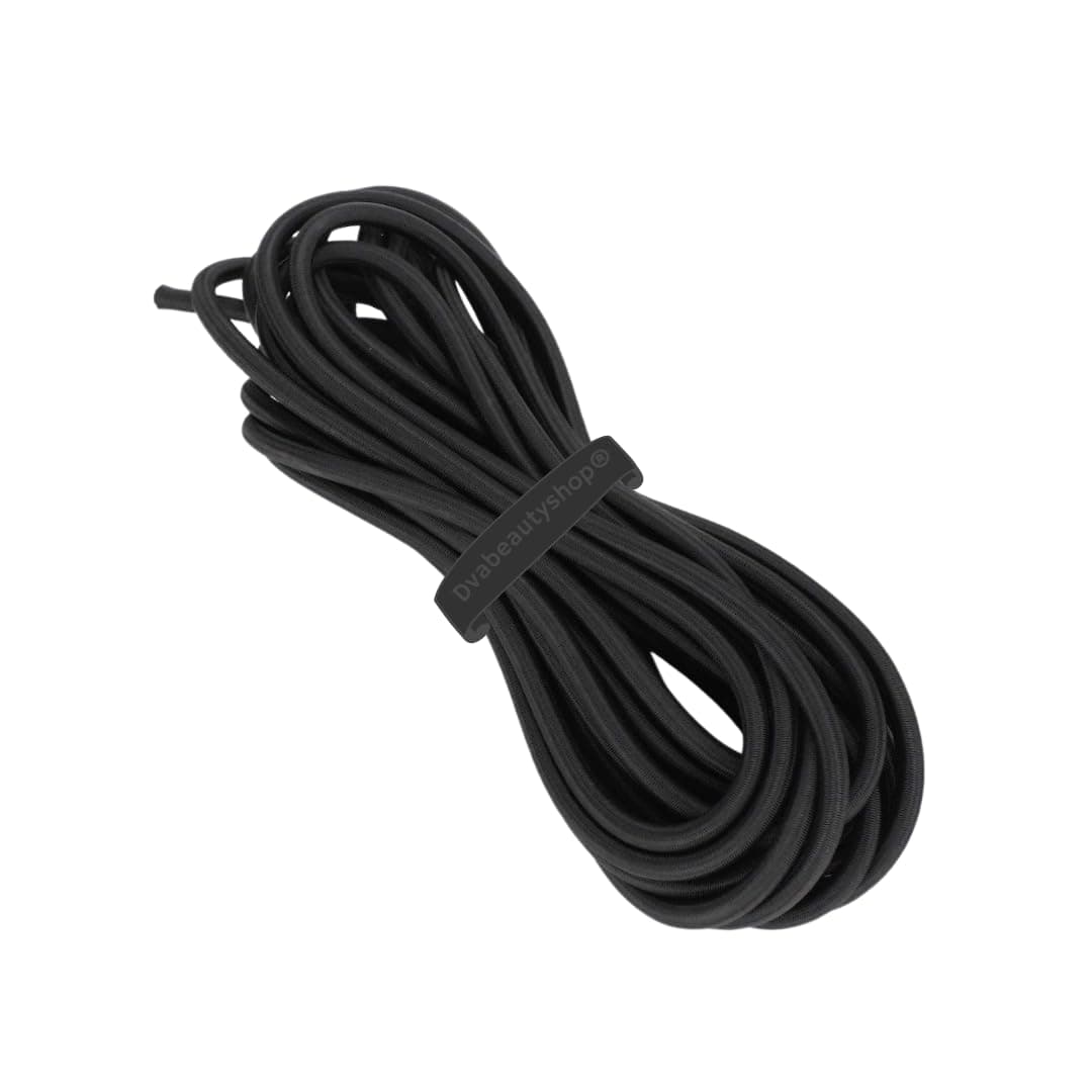 Round Elastic for Making scrunchies, DIY, Tailoring etc. (Black - 14 Meter), Black Color, 14 Meter, Elastic