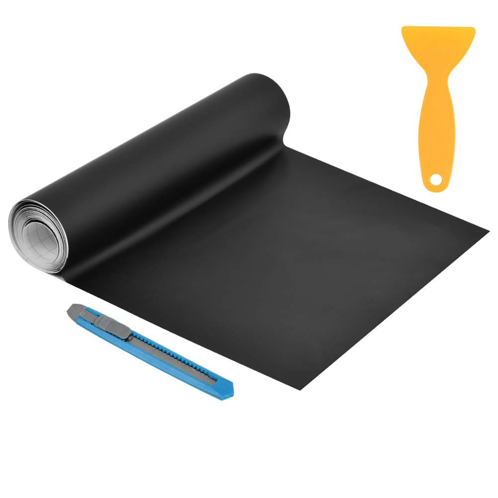 Matte Black Vinyl Car Wrap Roll 300 cm, Vehicle Wrap Vinyl Sticker with Scrapers, Self-Adhesive Bubble Free Air Release Stretchable Waterproof Car Sticker for Interior/Exterior Decor, Laptops