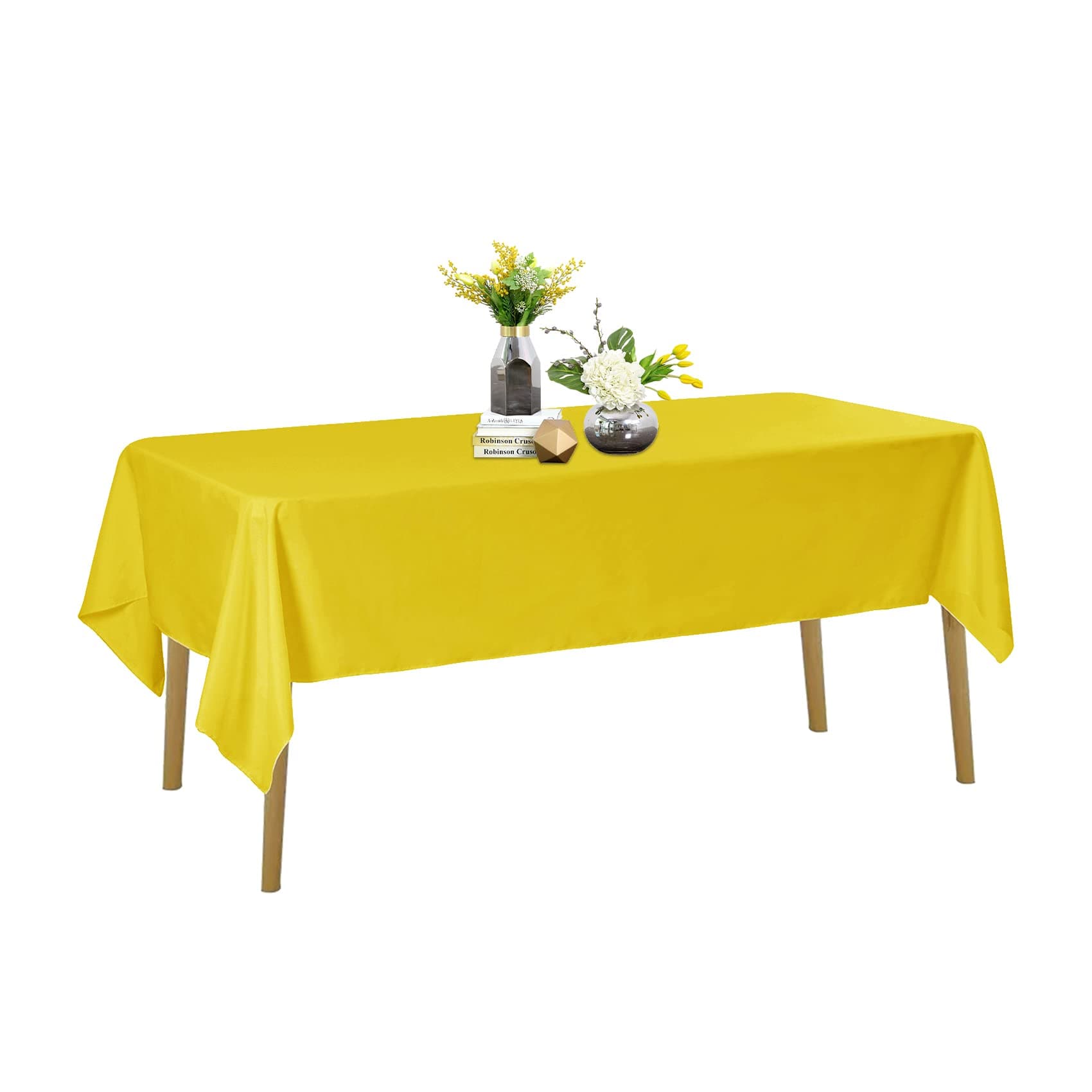 Rectangle Tablecloth - 60x120 Yellow Tablecloth - Stain and Wrinkle Resistant Washable Polyester Table Cloth, Decorative Fabric Table Cover for Dining Table, Buffet Parties and Wedding, Yellow