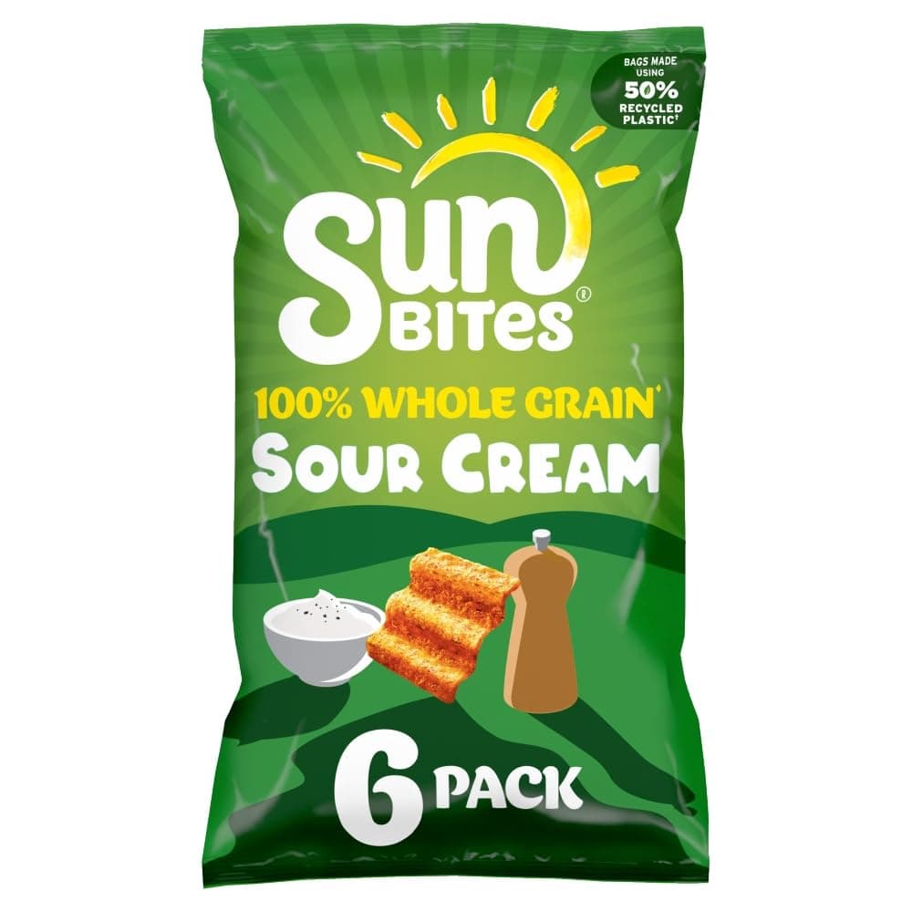 Sunbites Sour Cream & Cracked Black Pepper Multipack Snacks Crisps 6x25g