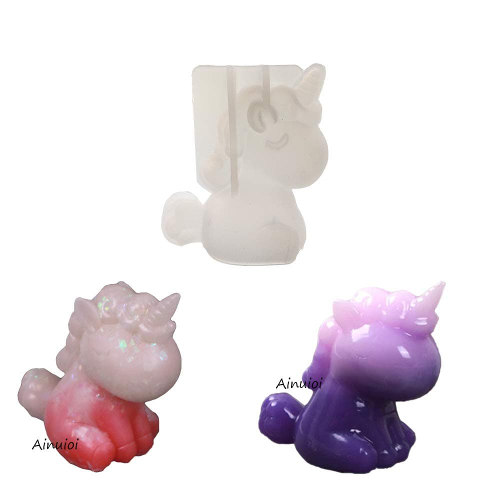 3D Unicorn Jewelry Beading Casting Epoxy Silicone Mold, DIY Creative Handmade Silicone Mold for Bookmark Resin,Cake Mold Decorating
