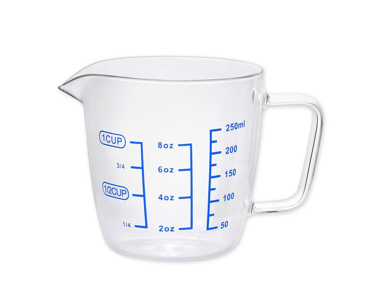 Measuring Jug Glass with 250ml 8.8oz Measuring Cup Scale Cup, 1 Cup