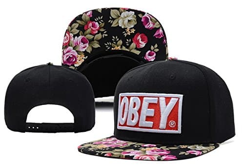 Obey Floral Black Clean Up Snapback Cap Hat, One Size Fits All