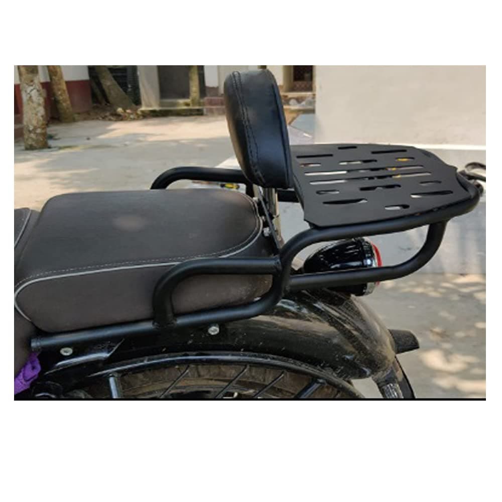 Adjustable Cushion Backrest with Luggage Carrier with Heavy Weight Load Support (RE Meteor 350)