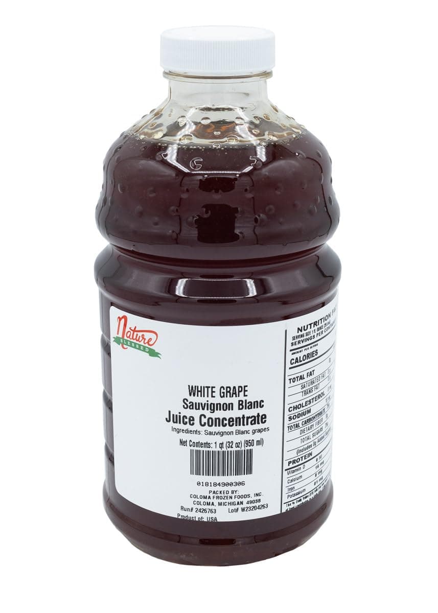 Nature Blessed 100% Pure Sauvignon Blanc White Grape Fruit Juice Concentrate - 1 Quart (1/32 fl oz bottle), Excellent for Home Brewers, Vintners, Distilling, Smoothies