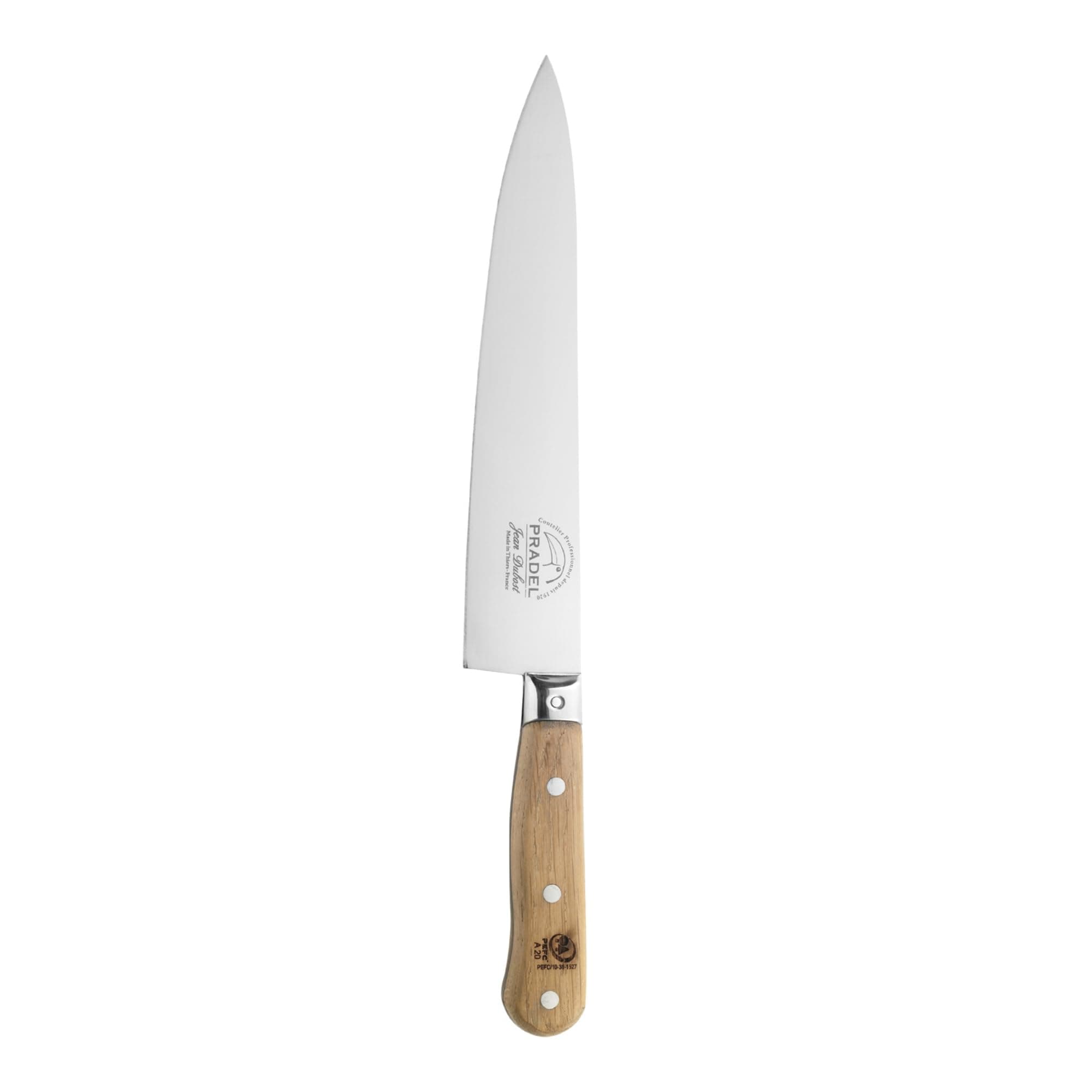 1920 Chef Knife, Oak Wood Handle - Rust-Resistant Stainless Steel - Made in France