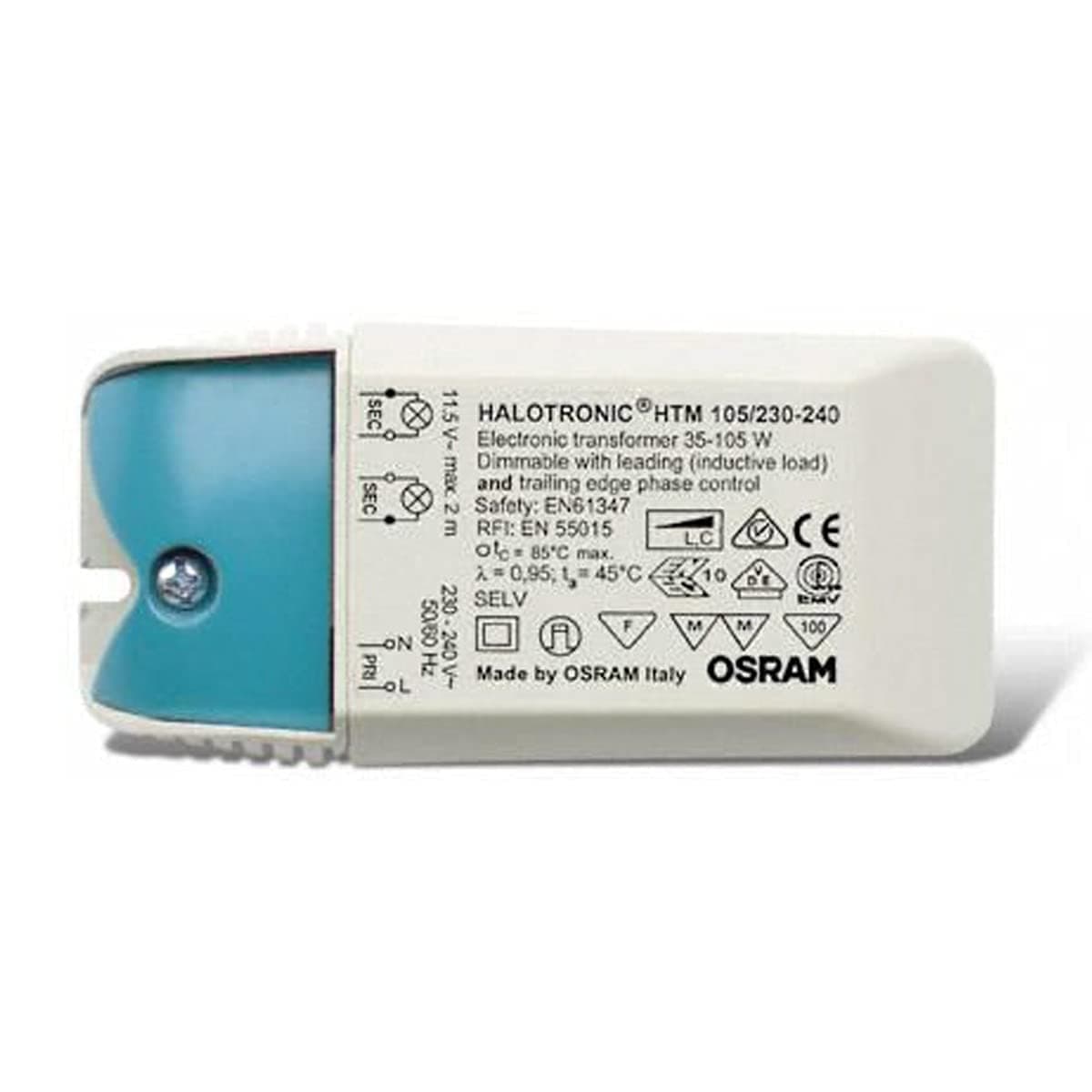 OSRAMHALOTRONIC Electronic Dimmable Transformer, 111W, Grey, Current Rating 2.5 Amps, AC Power Source