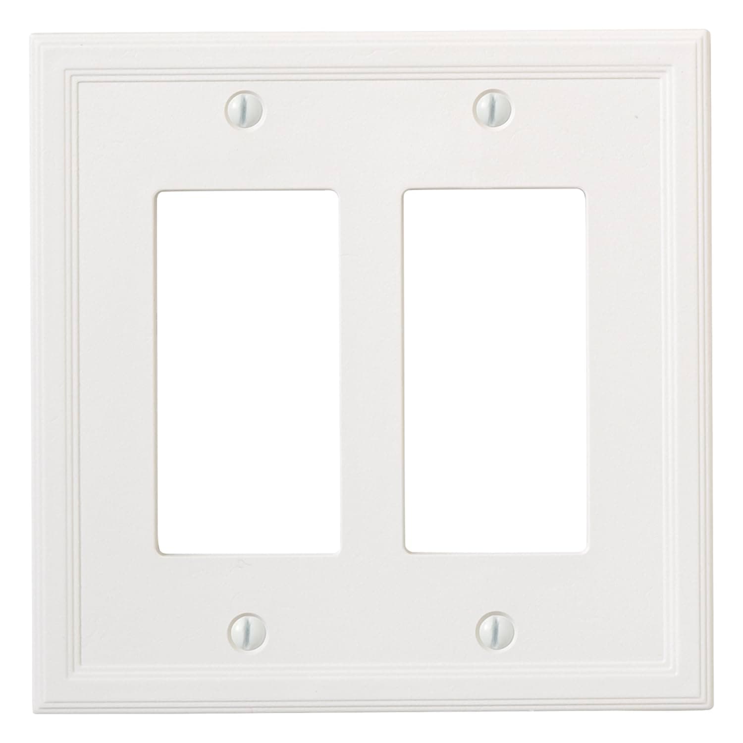 Light Switch Cover, Insulated Double Rocker Wall Plate for Electrical Outlets, 2-Gang Double Decorator GFCI Switch Plate Standard Size, Decorative Cornice, White