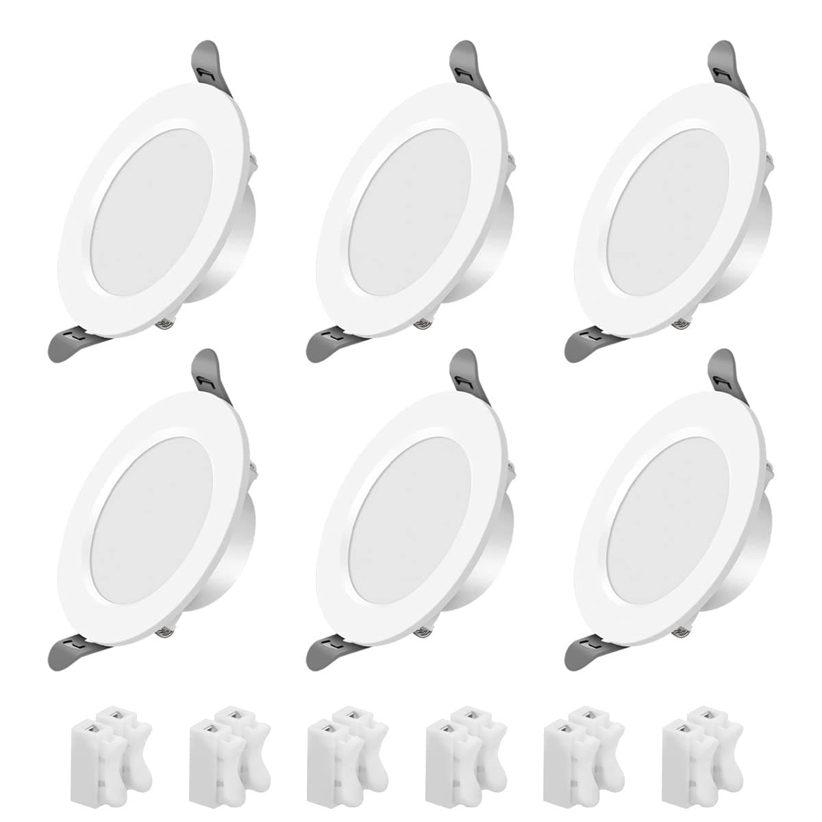 Garberiel6 Pack LED Recessed Ceiling Spotlights 6W Energy Saving led spotlights Cool White Ultra Slim Round Downlights for Bathroom Living Room Dining Room Corridor Bedroom Kitchen (500 Lumens)