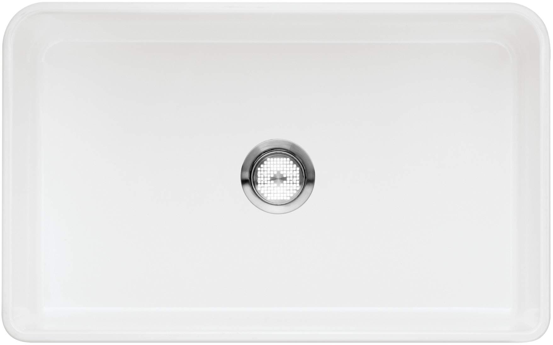 BLANCO524257 Cerana Ii Fireclay 0-Hole Undermount Single Bowl Kitchen Sink, 30" L x 19" W x 9.25" H, White