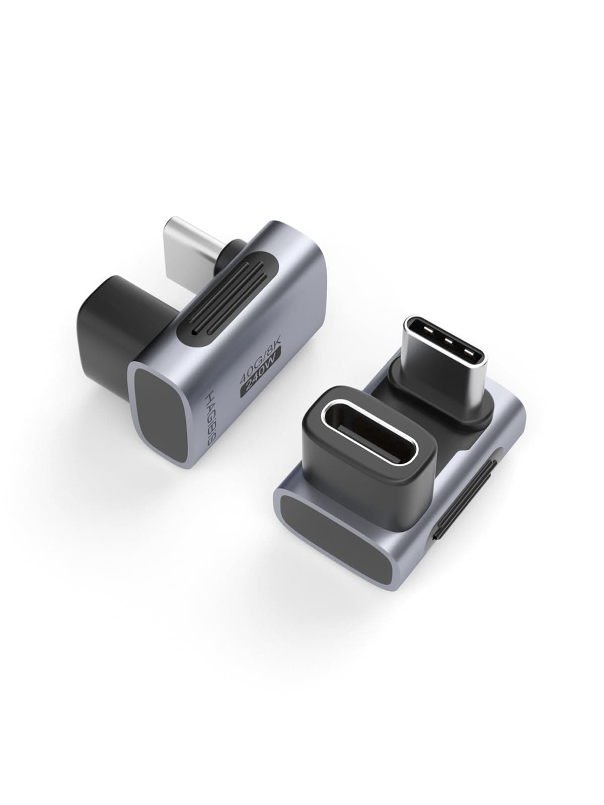 240W 40Gbps 8K USB C Adapter, 2 Pack USB-C Male to Female Adapter, USB4 Connecter for Thunderbolt 4/3, ROG Ally, Steam Deck, Switch, Dock, Mac, Tablet, iPhone 16 15 Pro Max (180 Degree)