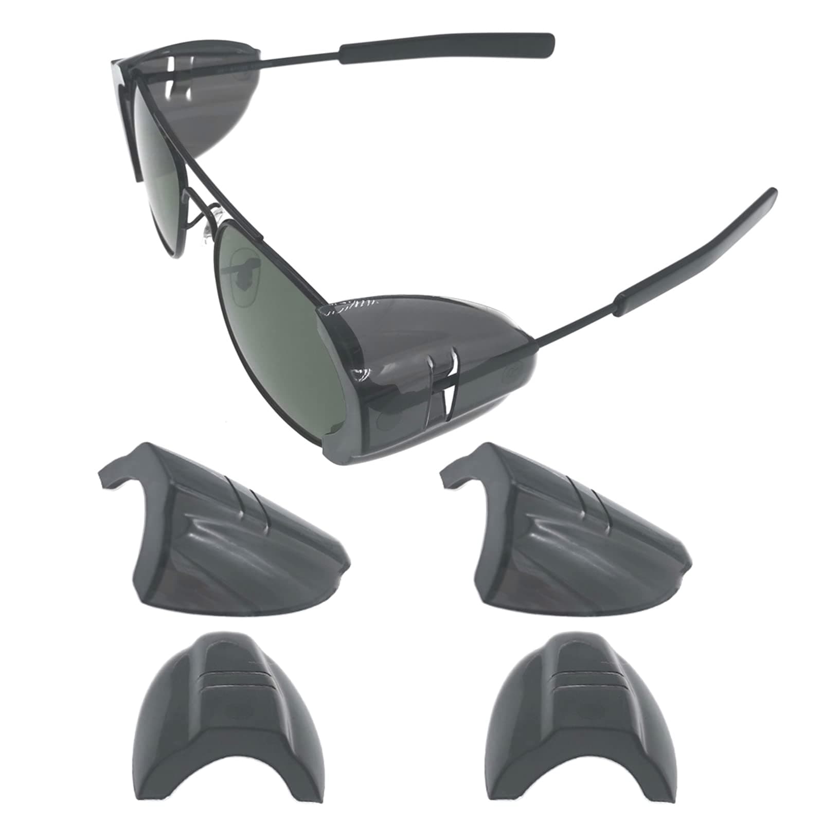 2 Pairs Safety Glasses Side Shields,Slip on Side Shields, Fits Medium to Large Eyeglasses Frames(2 Pairs Transparent Black)