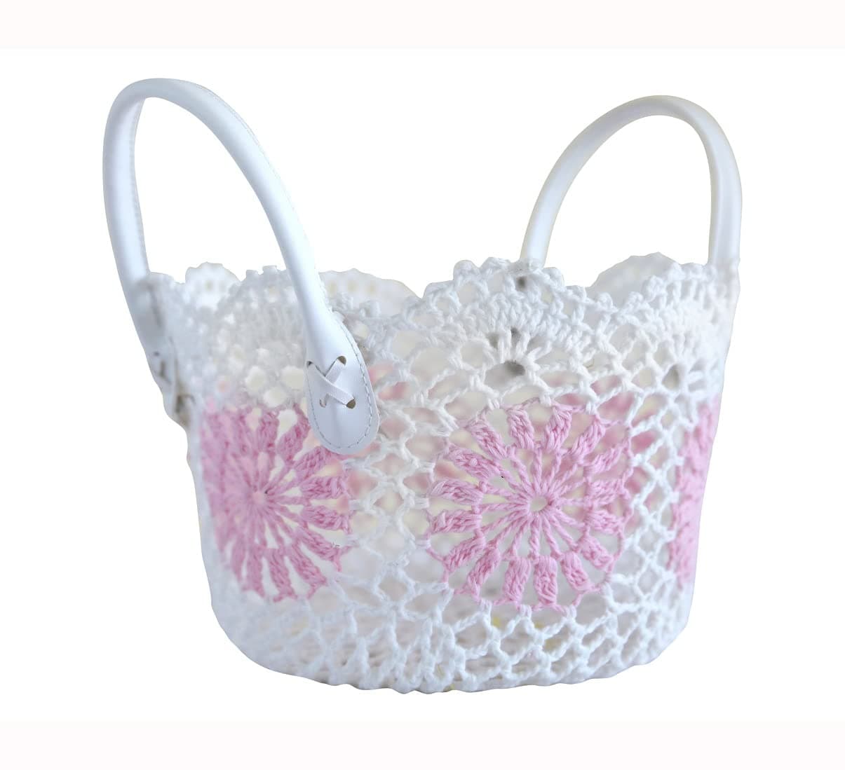 Multipurpose Storage Cotton Basket Pink and White 23cmx15cm