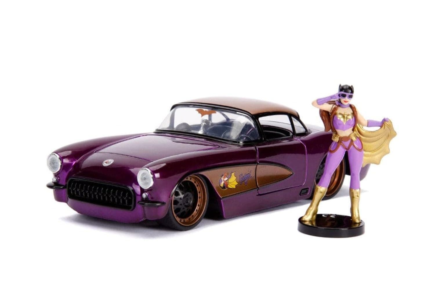 Jada DC Comics Bombshells Batgirl & 1957 Chevy Corvette Die-cast Car, 1:24 Scale Vehicle & 2.75-Inch Collectible Figurine 100% Metal
