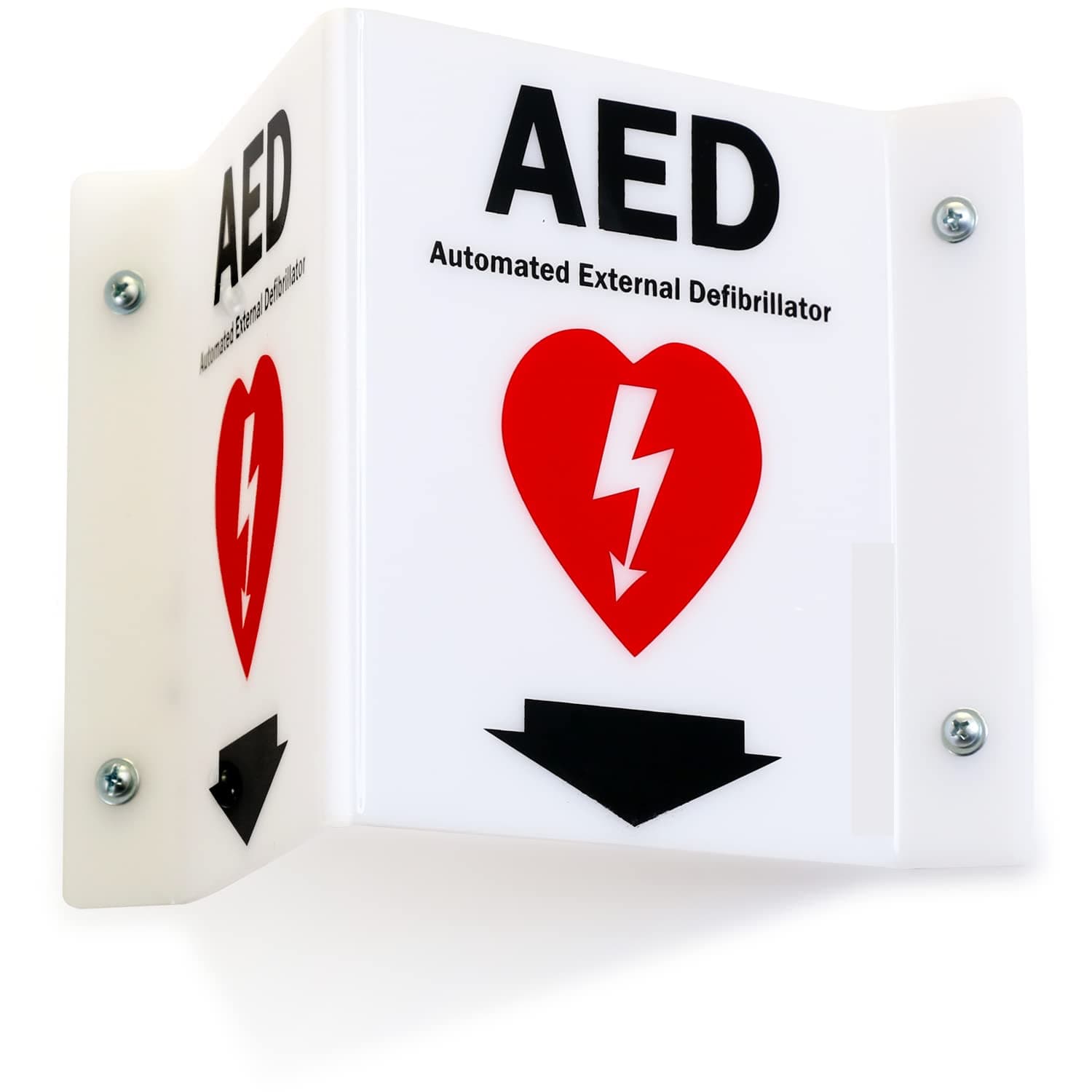 Projecting V-Sign : AED Automated External Defibrillator, PVC Water Proof Sticker Fixed on SunBoard