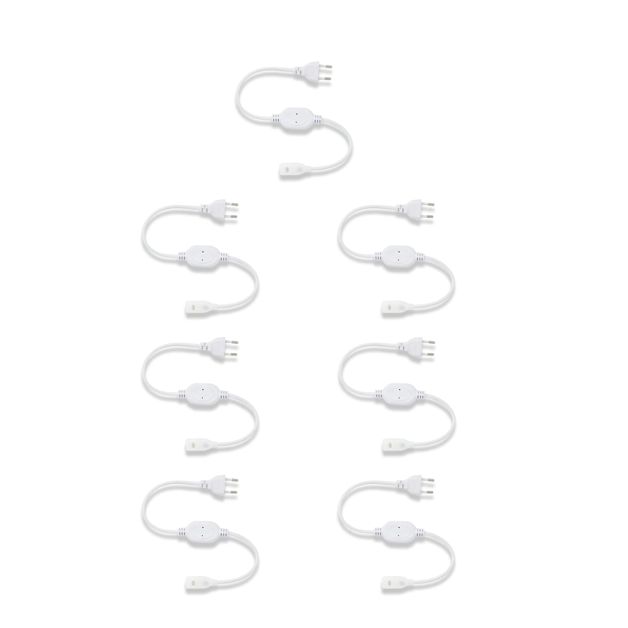 Murphy 220V AC PIN Connector/Adaptor/Cable for LED (SMD 2835-120 LED/Mtr.) Rope Light (Pack of 7),White