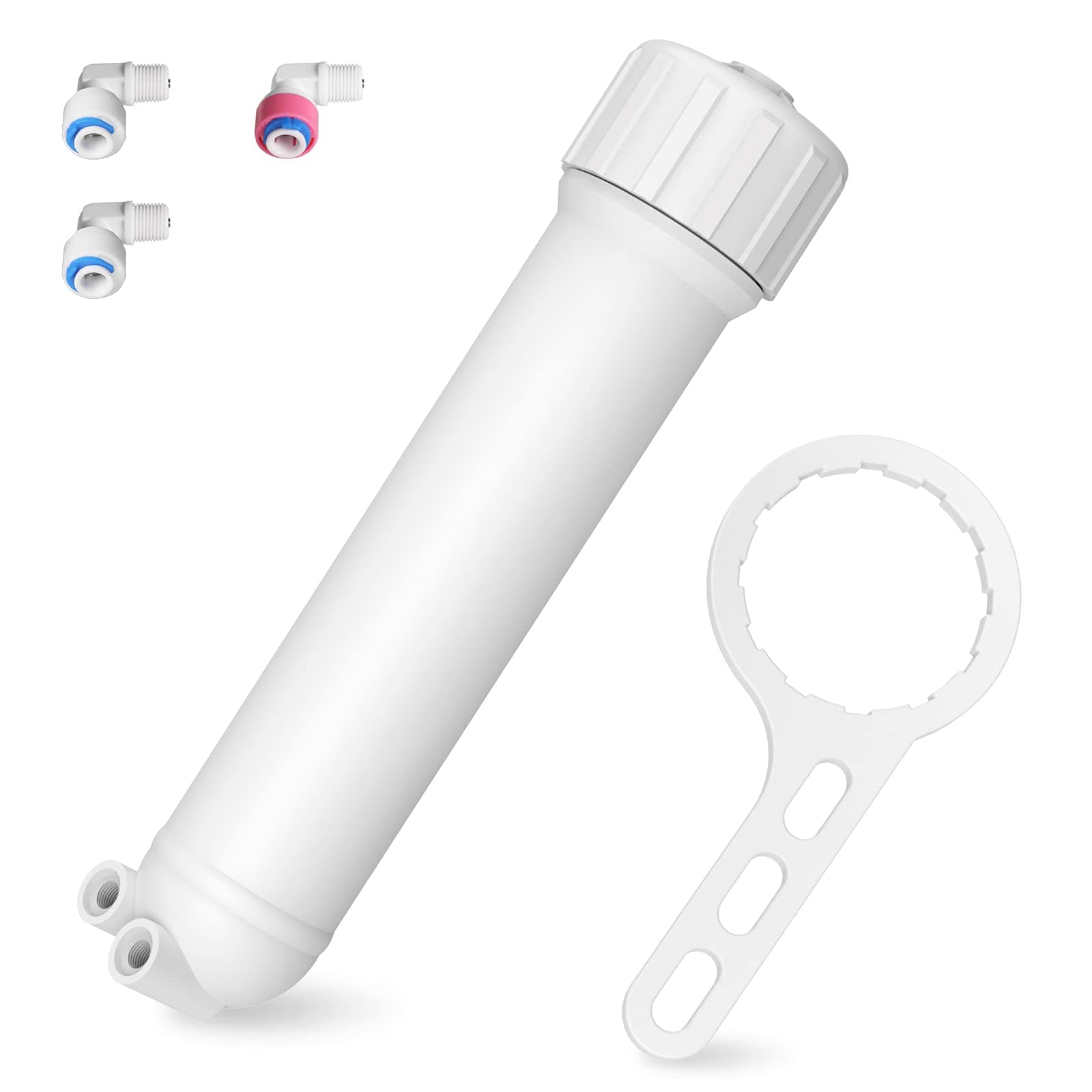 1812/2012 24-150 GPD RO Housing Kit, Reverse Osmosis Membrane Filter Housing Replacement with Elbow Fittings, Housing Wrench, Check Valve