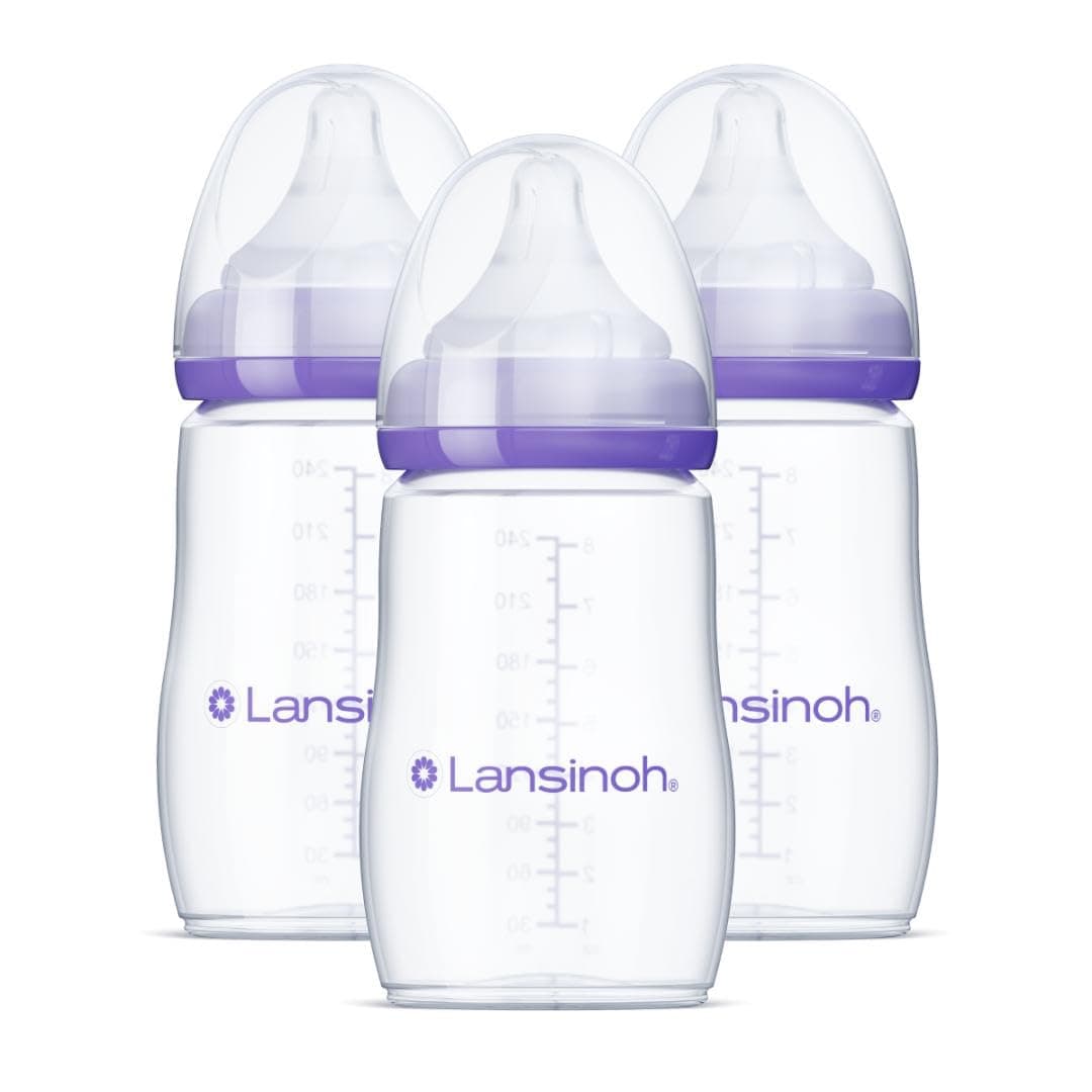 Baby Bottles for Breastfeeding Babies, 8 Ounces, 3 Count, Includes 3 Medium Flow (Size 3M)