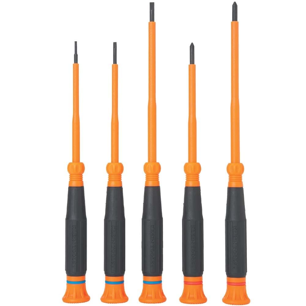85615INS Mini Precision Screwdriver Set, 1000V Rated Insulated Screwdrivers with (2) Phillips and (3) Slotted Tips, 5-Piece