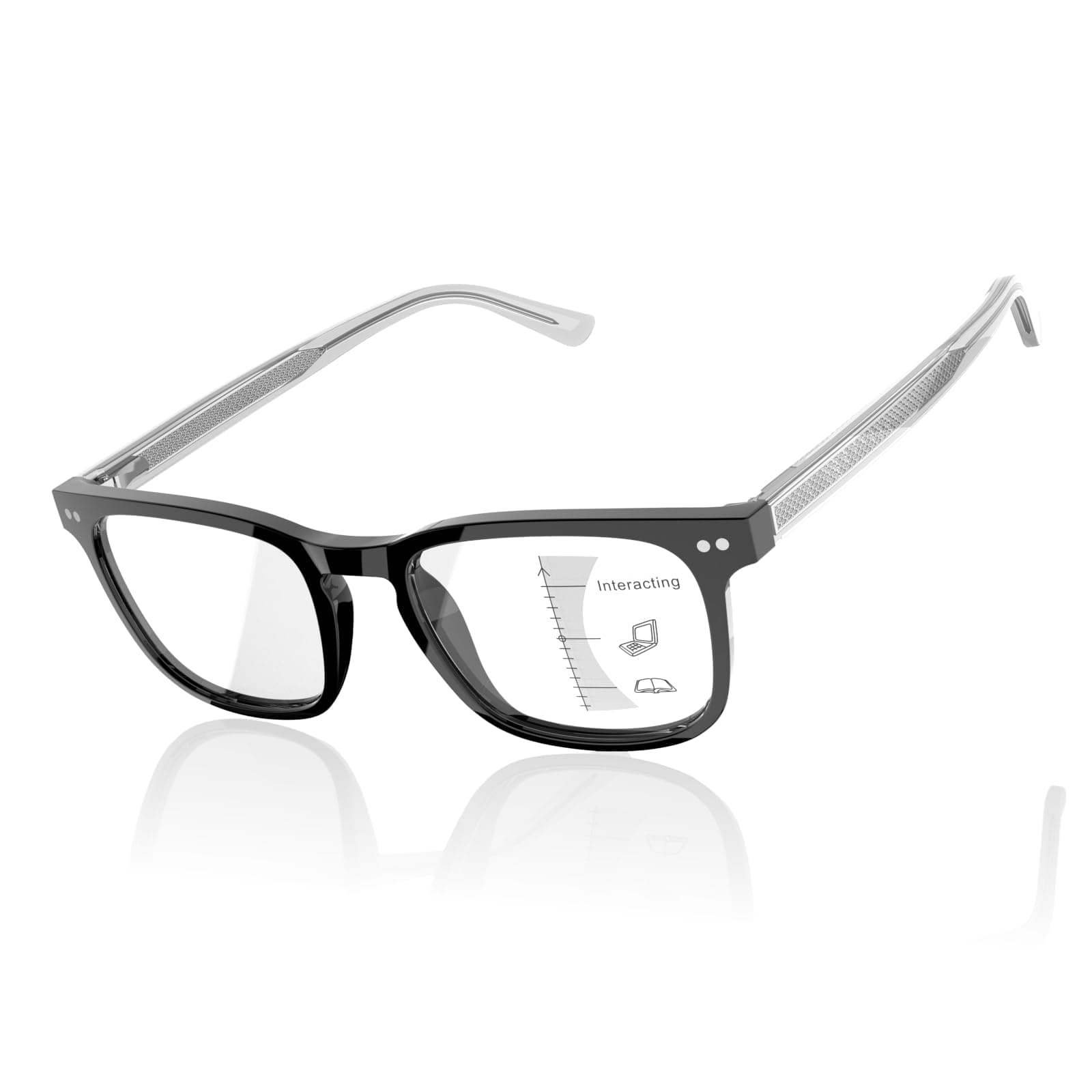 Progressive Multifocus Reading Glasses for Men No Line Bifocal Transition Readers with Metal Core Wire