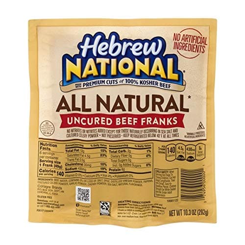 Hebrew National All Natural Uncured Beef Franks 10.3 Oz (4 Pack)
