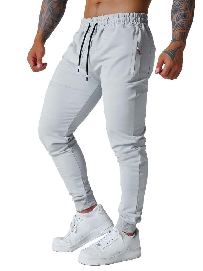 Mens Active Athletic Workout Jogger Sweatpants for Men with Zipper Pocket and Drawstring Size S-2XL