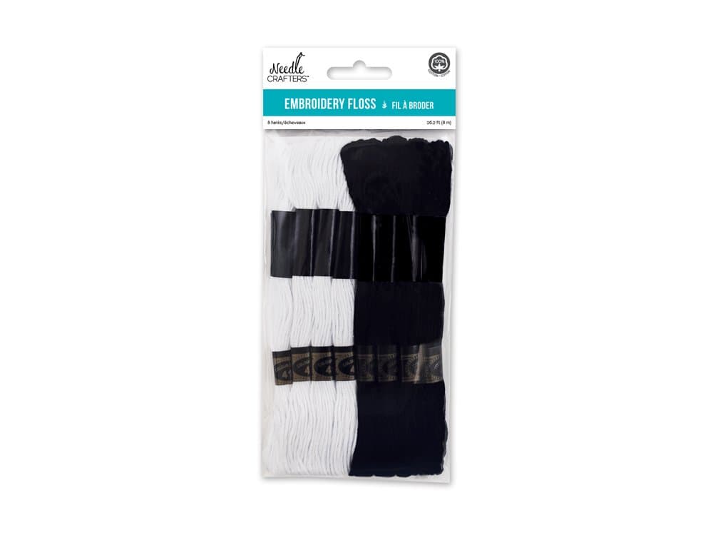Needlecrafters NC162D Cotton Embroidery Floss, 8m, Black/White