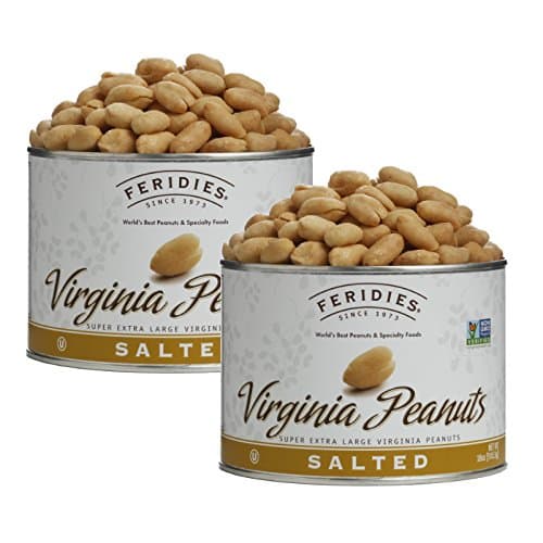FERIDIES Extra Large Virginia Peanuts, Non-Gmo, No Preservatives, Cooked in Pure Peanut Oil, Vacuum-Sealed 1.12 Pound (Pack of 2) Salted
