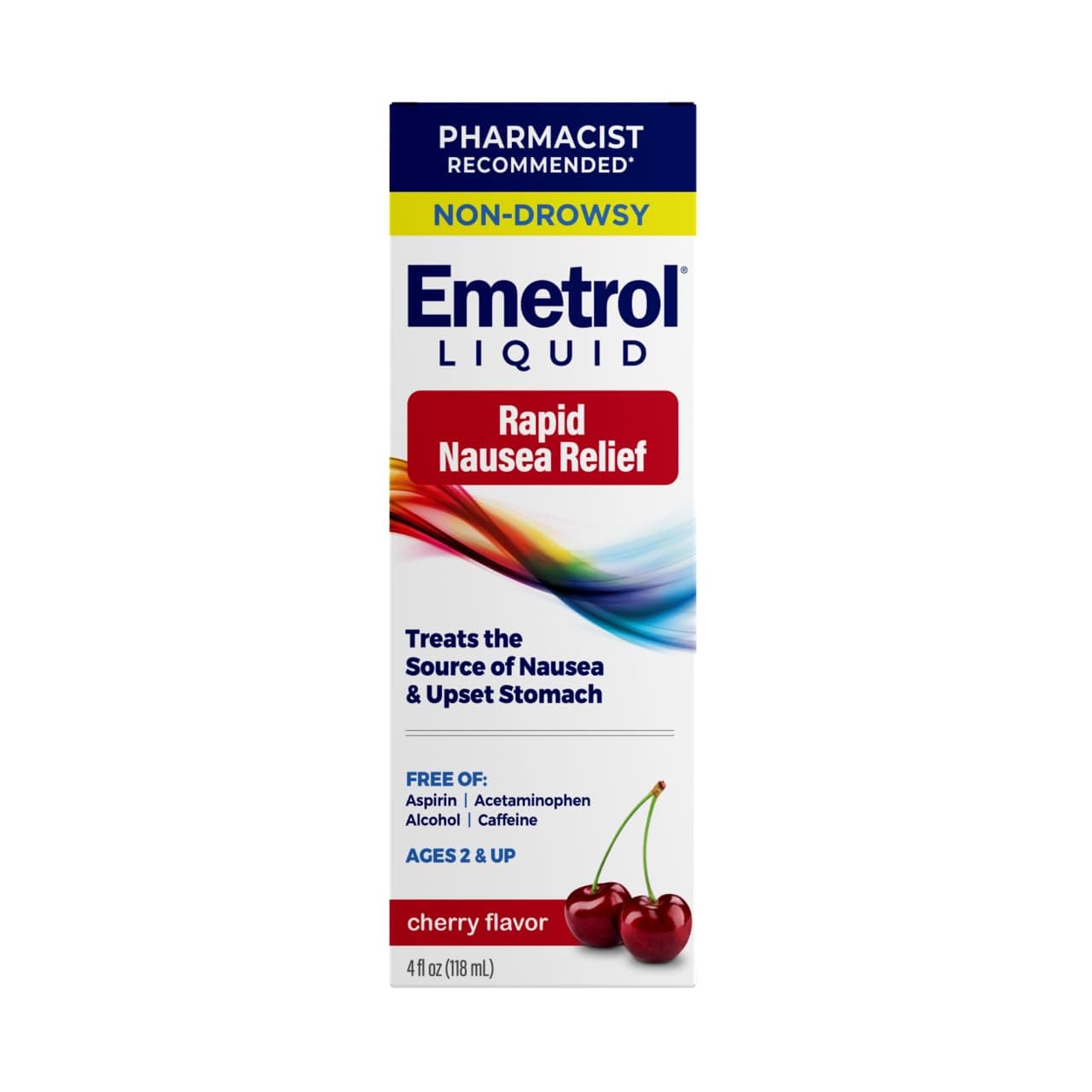 Emetrol Nausea and Upset Stomach Relief Liquid Medication, Cherry - 4 oz Bottle