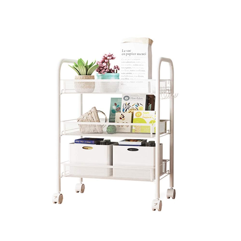 Lovey Kitchen Storage Organizer, Mesh Wire Rolling Cart, Home Kitchen Storage Rack Utility Baskets, Art Trolley Carts with Wheels (3 Tier, 17.3"×10.2"×24.4")