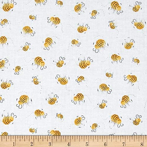 Susybee'S Bees White, Fabric by the Yard