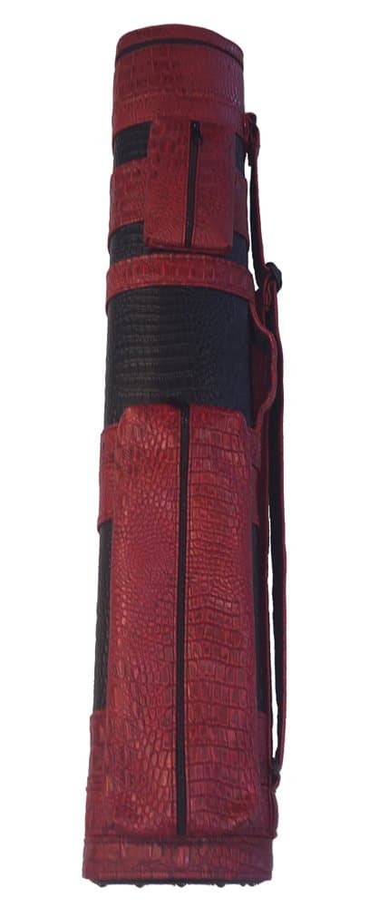 Giuseppe 4 x 4 Pool Cue Custom Carry Case - Red and Black Croc 4 Butt 4 Shaft