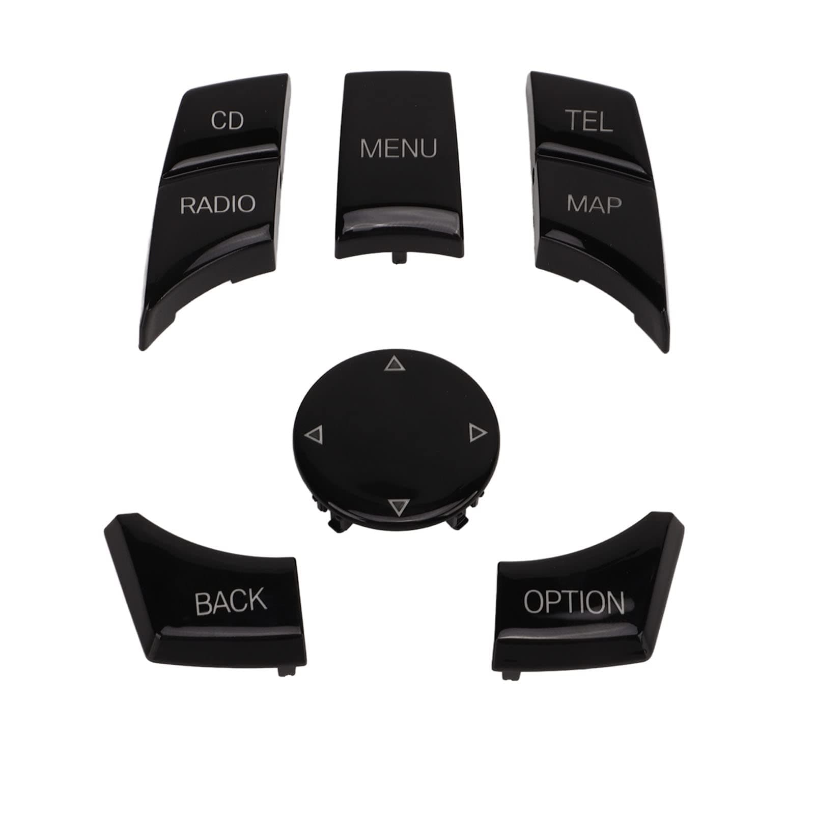 6pcs Multimedia Control Knob Automobile Interior Button Cover Trim Black Plug and Play Replacement for BMW 3 5 Series F30 F10