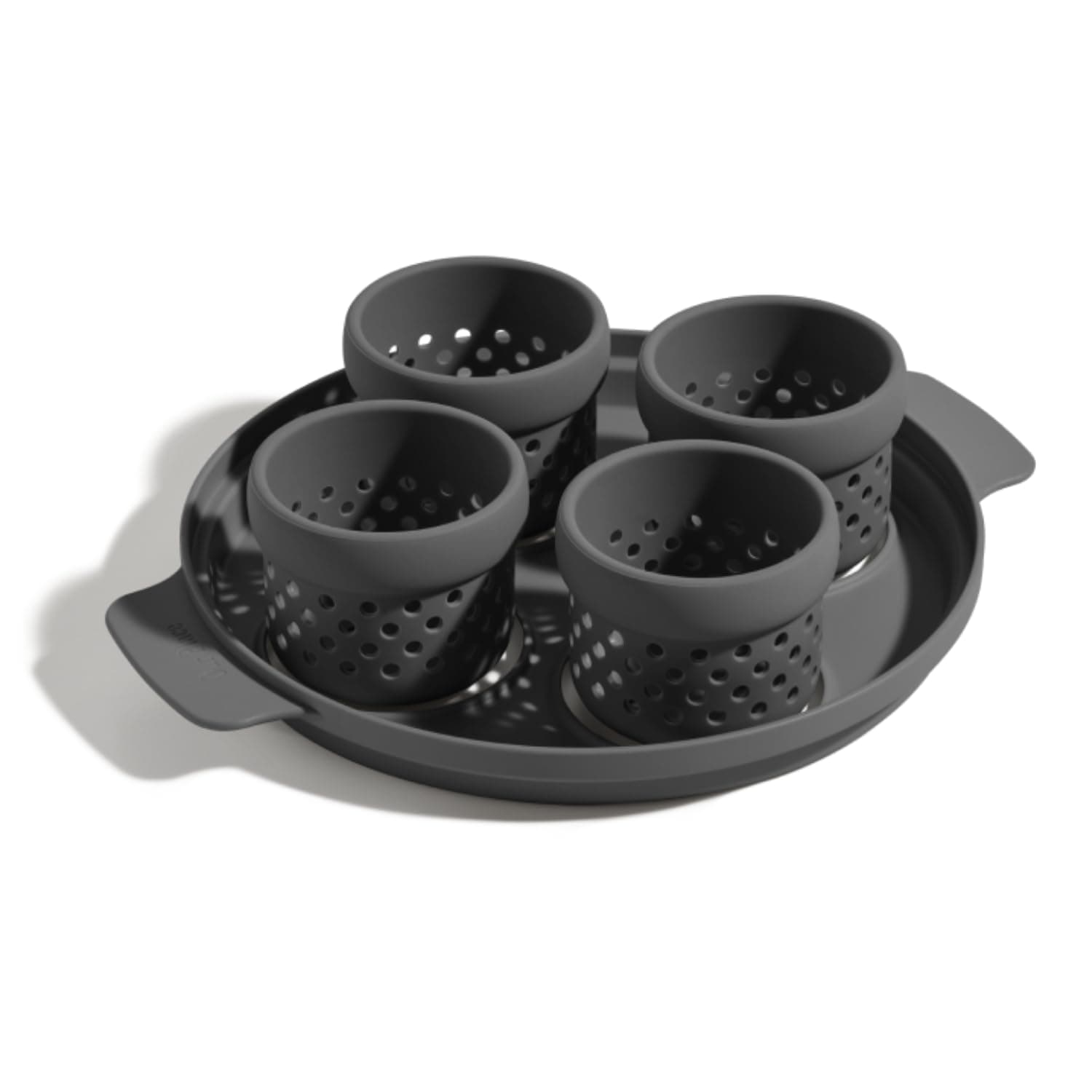 Our Place Silicone Egg Poacher Add-On - Easy-Use Poaching Set | Fail-Proof Water Bath Design | Includes Sturdy Nylon Platter & Perforated Cups | BPA-Free, Dishwasher Safe | Char