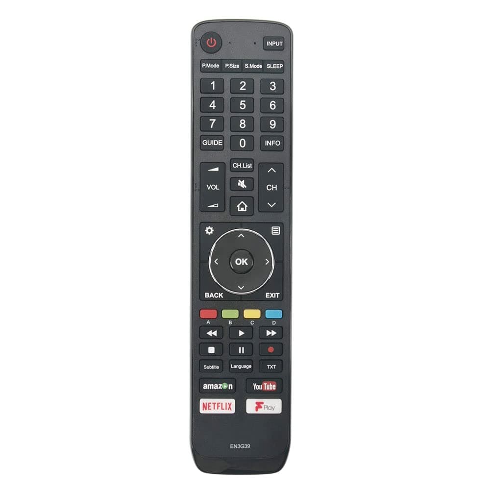 Replacement Hisense TV Remote Control for EN3G39 Hisense remote Control LCD LED SMART TV - H43A6250UK H49N5500UK H49N5700UK H49N6600UK H50A6250UK H50N5900UK H55A6200UK - NO SETUP REQUIRED
