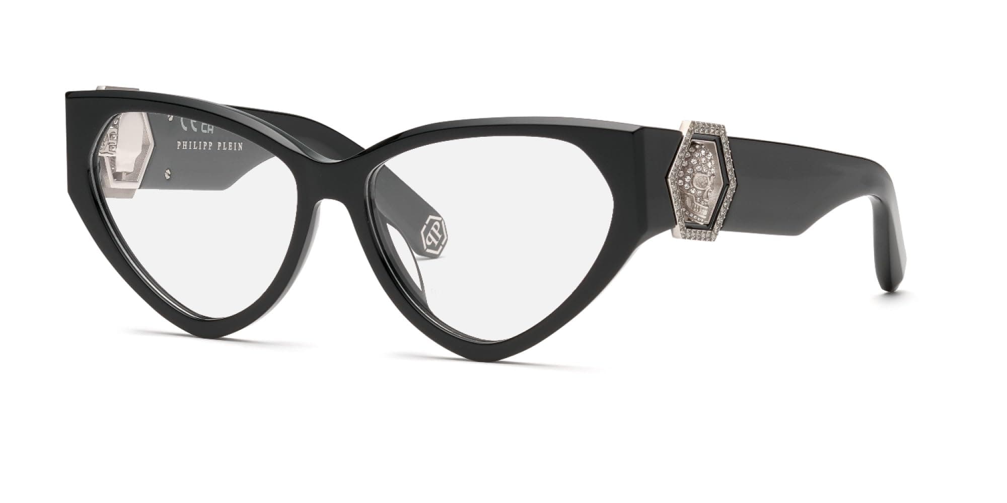 Philipp Plein Women's Vpp163s Sunglasses, Shiny Black, 57