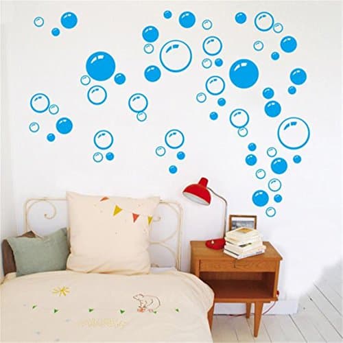 HN Bubbles Circle Removable Wall Wallpaper Bathroom Window Sticker Decal Home DIY (blue)