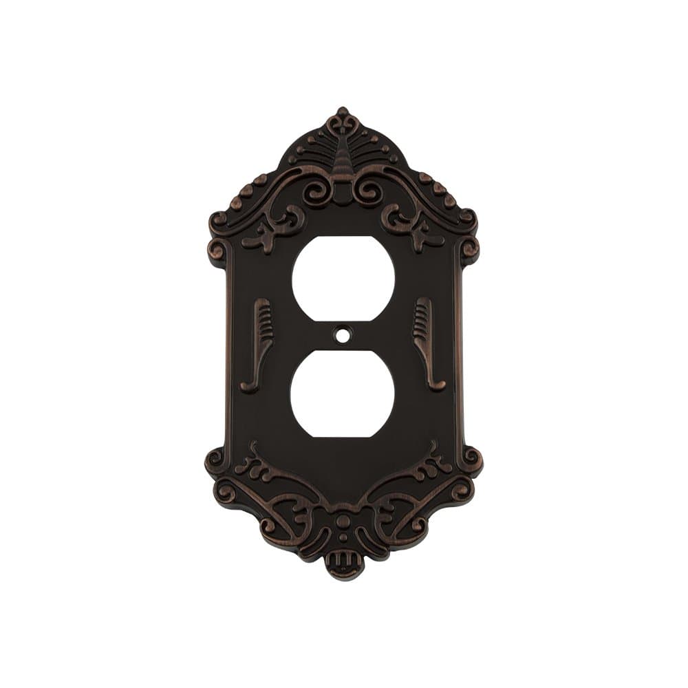 Nostalgic Warehouse 719656 Victorian Switch Plate with Outlet, Timeless Bronze