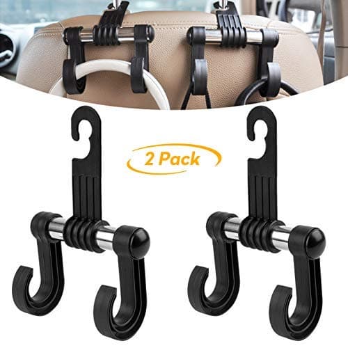 Headrest-Hooks-Car-Organizer-for-Accessories,Car Back Seat Organizer Purse Hook 2 PCS Stainless Steel Purse Hanger Storage for Car, Grocery Bag,Purses, Handbags, Cloth
