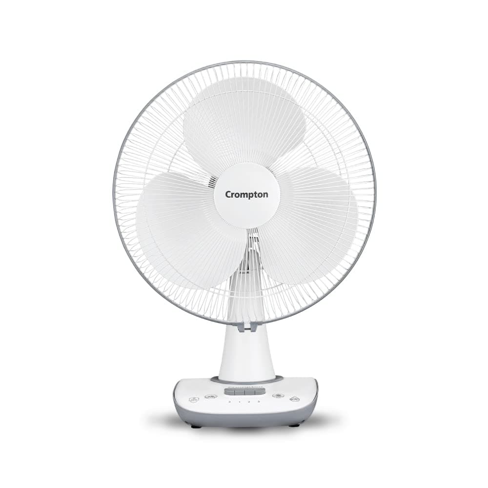 Crompton Wave Star 400MM Table Fan | High Air Delivery| Low Noise Operation | Smooth Oscillation |2 Year Warranty | Cool Grey