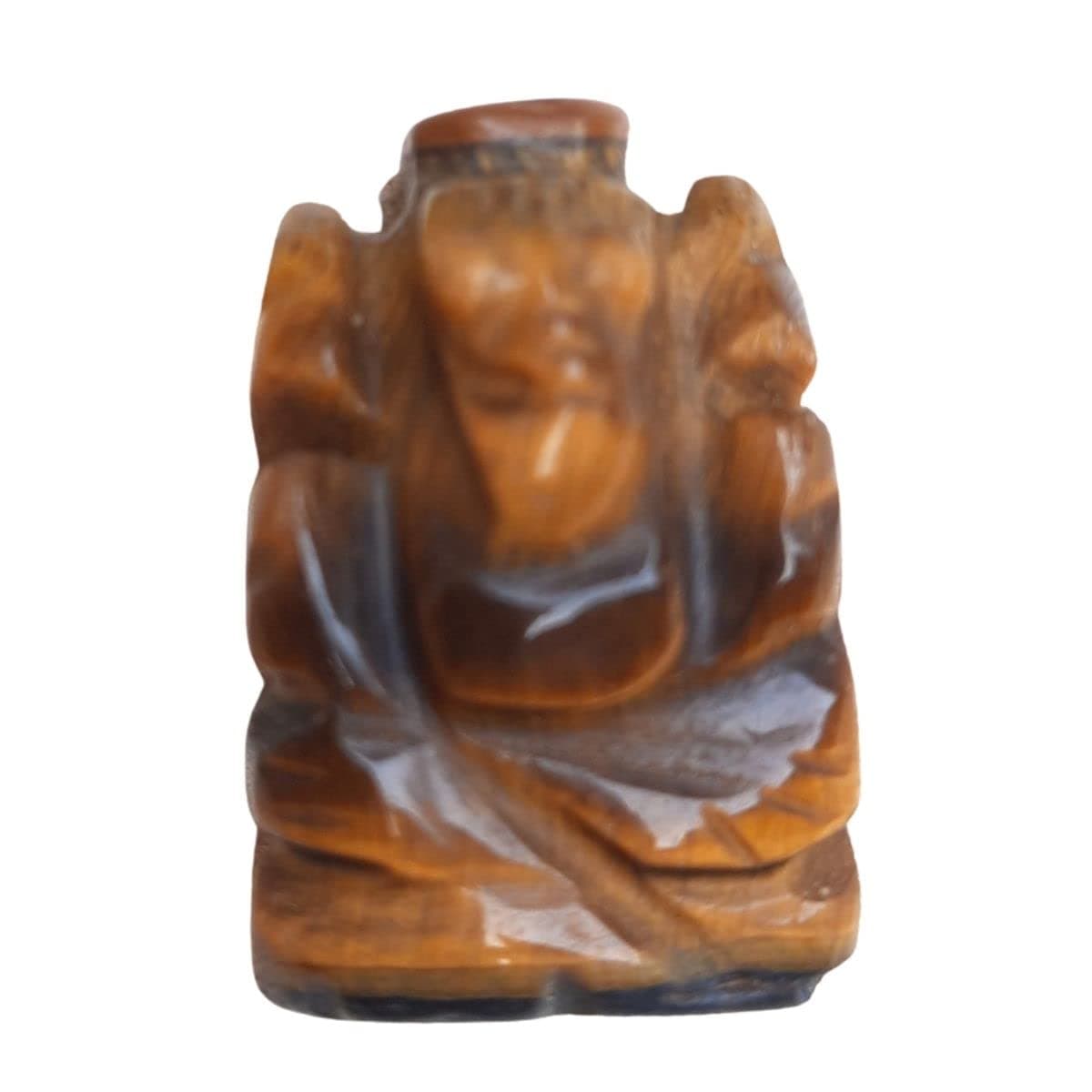 Maitri Export Tiger Eye Natural Crystal Ganesha/Ganpathi, Small Size Idol Mini Sculpture,Gemstone Showpiece for Home Decor & Table Decor/Spirtual Healing (Tiger Eye)