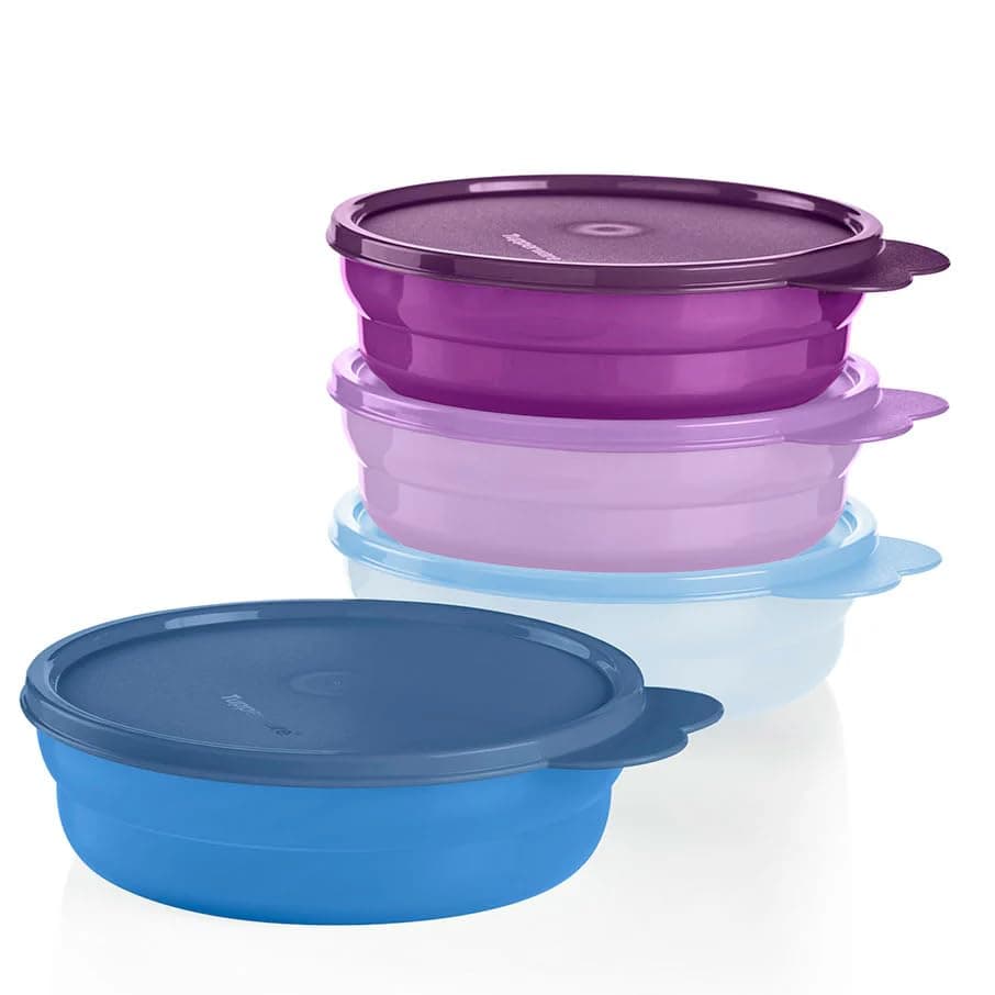 Tupperware Microwave Reheatable Cereal Bowls Set, Dishwasher Safe and BPA Free (4 Bowls, 4 Lids)