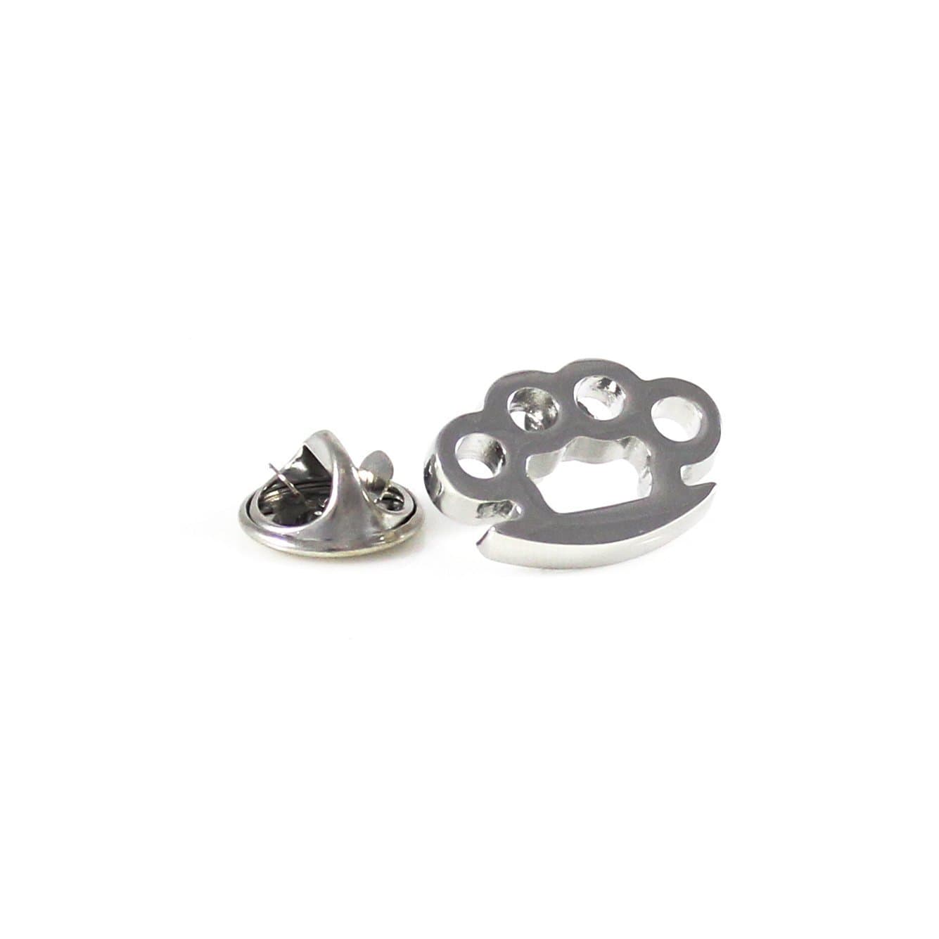 MENDEPOT Novelty Silver Tone Brass Knuckles Lapel Pin(1 PC)
