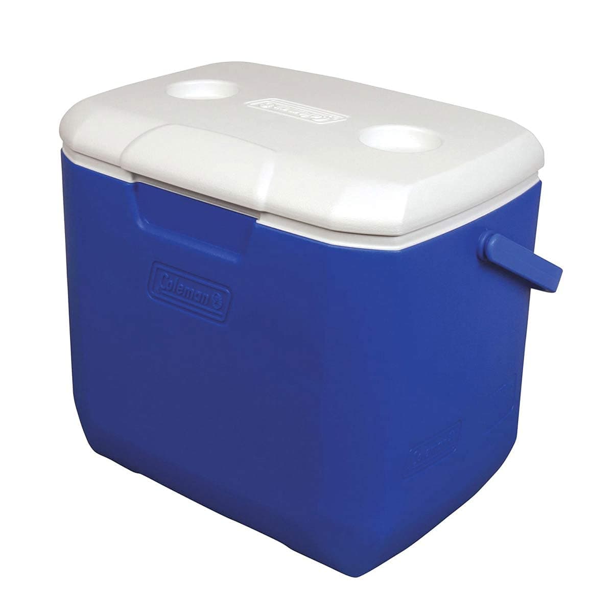 COLEMAN 30QT Excursion Ice Box, 28L, large cooler box with strong handle, holds 38 cans and 2L bottles upright, high-quality made in USA, blue